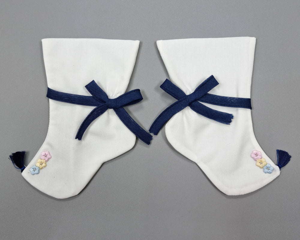 Korean Traditional Boy Girl Baby Hanbok Socks Beoseon 버선 White Ribbon Baikil Dol 1 Year SOC018