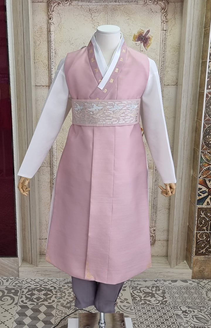 Korean Traditional Man Personal Custom Hanbok Wedding Party Ceremony Pink Groom Father Hanbok OSM132