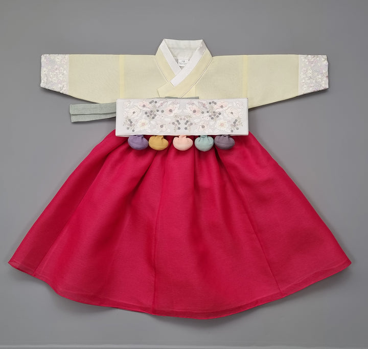 Hanbok Girl Baby Korea Traditional Clothing Set First Birthday Celebration Party 100th Birth Celebration 1–15 years Yellow Red HG164