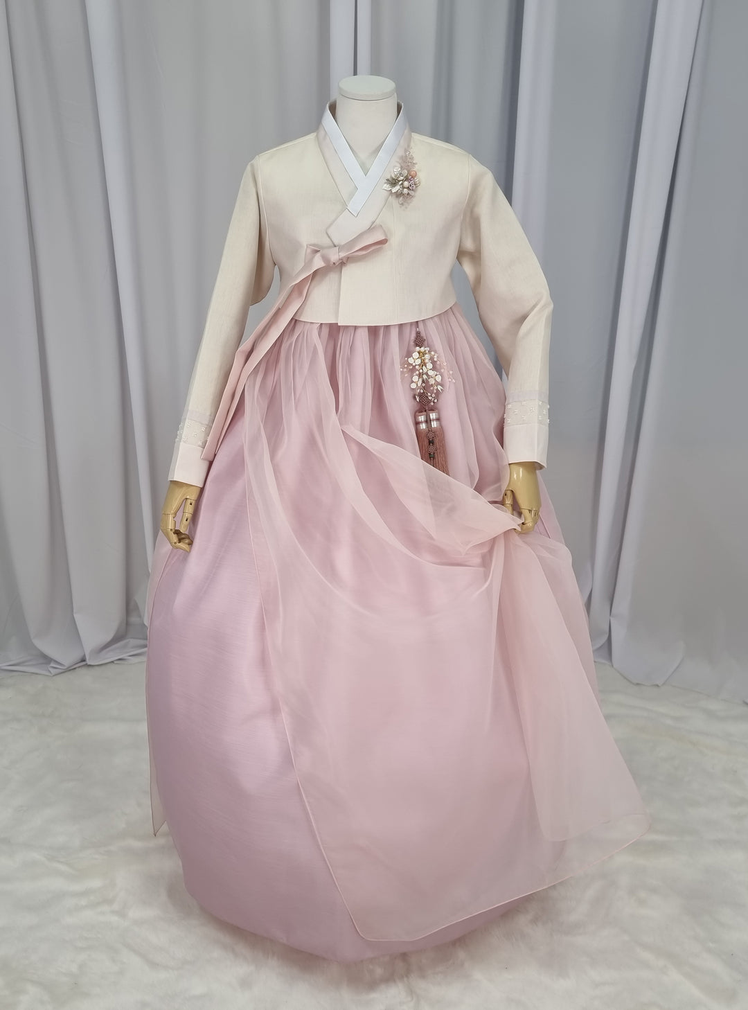 Woman Hanbok Dress Korea Traditional clothes Set Wedding Ceremony Birthday Custom-Made Pink Skirt OSW553