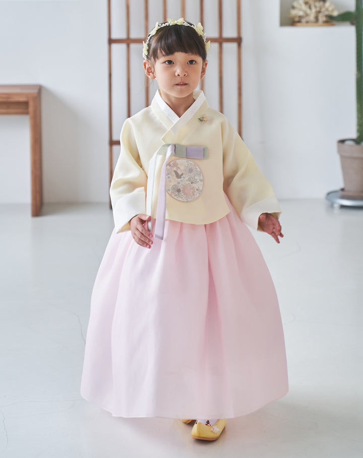 Hanbok Girl Baby Korea Traditional Clothing Set First Birthday Celebration Party 100th Birth Celebration 1-10 years Light Pink Yellow