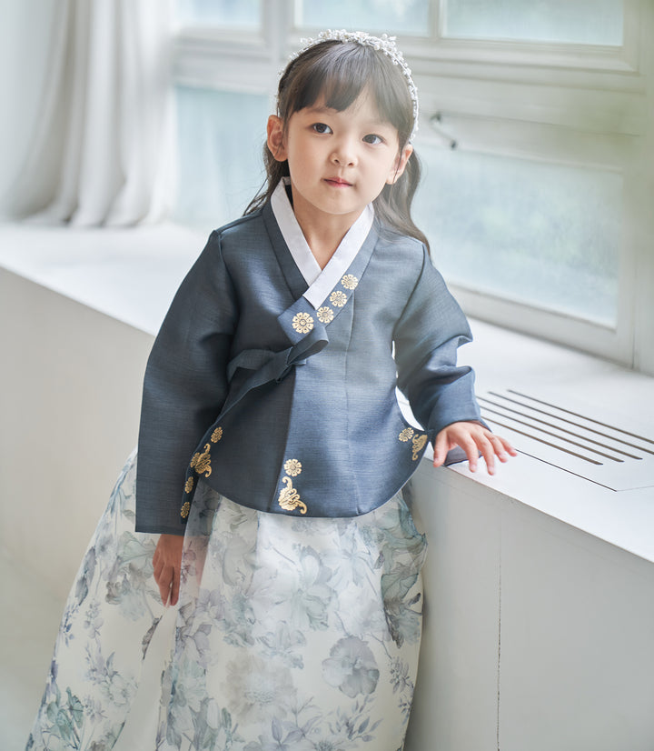 Hanbok Girl Baby Korea Traditional Clothing Set First Birthday Celebration Party Celebration 1-8 years Green Flower