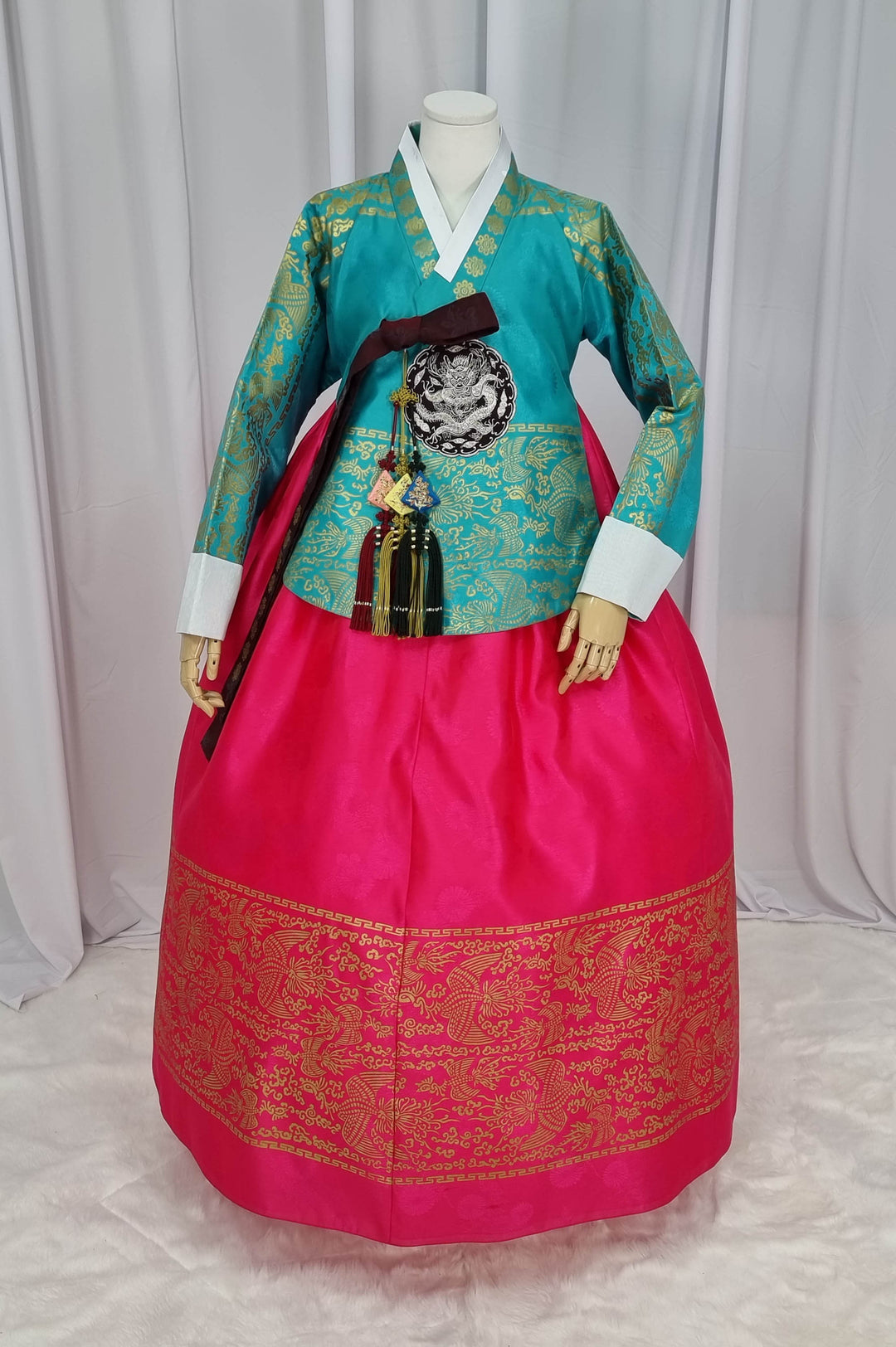 Korean Traditional Woman Personal Custom Hanbok Wedding Party Ceremony High Quality Print Dangui 당의 Queen Princess Design Hanbok Green Red OSW147