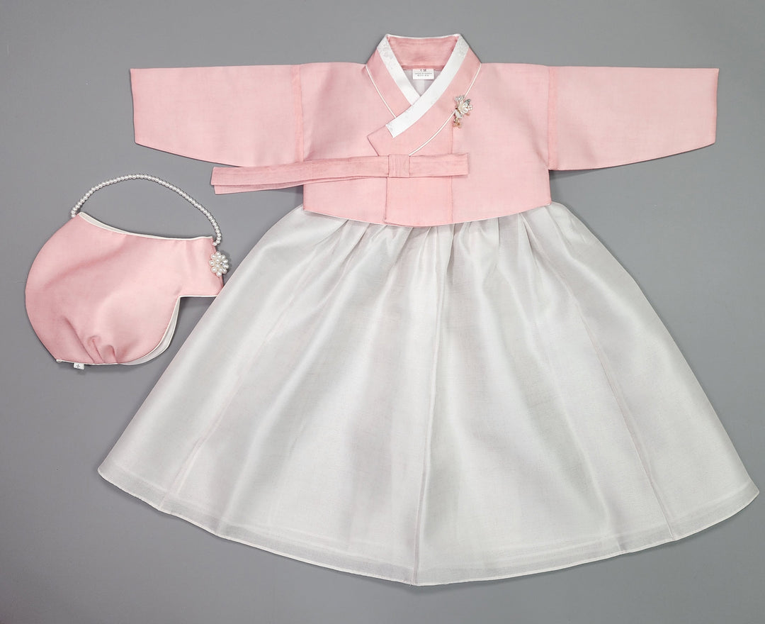 Hanbok Girl Baby Korea Traditional Clothing Set First Birthday Celebration Party 100th Birth1–15 years Pink Ivory HG108