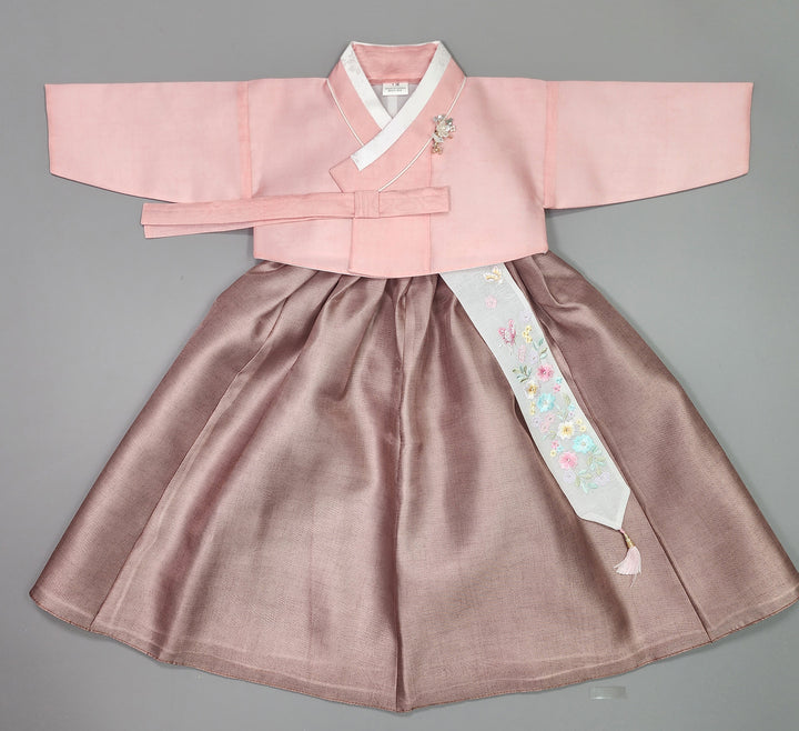 Hanbok Girl Baby Korea Traditional Clothing Set First Birthday Celebration Party 100th Birth Celebration 1–15 years Pink Brown