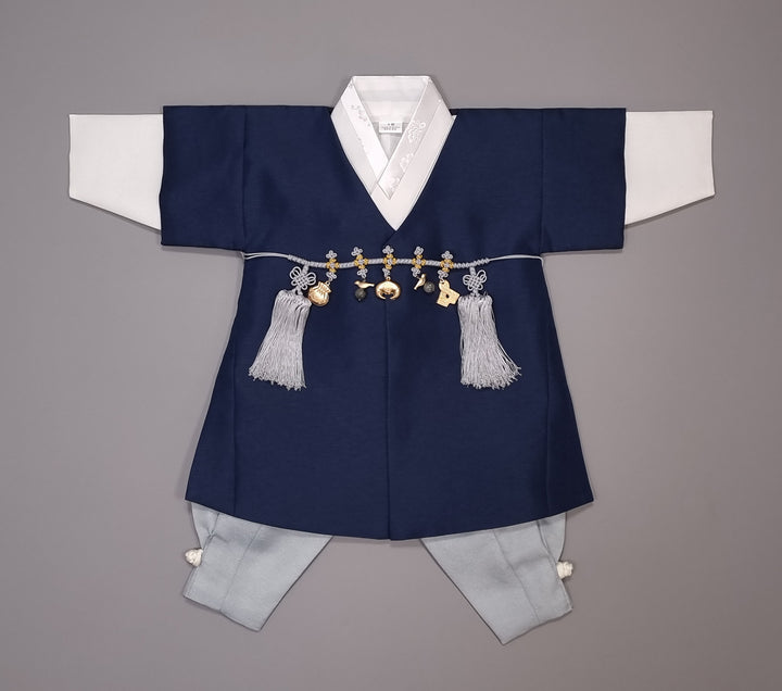 Korean Traditional Boy Baby Hanbok Dol Baikil Party Celebration 100th-10 Ages Navy HGB116