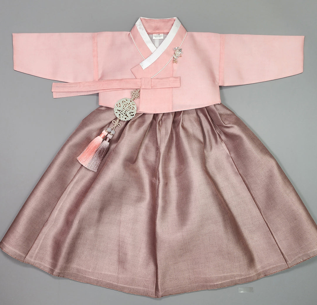 Hanbok Girl Baby Korea Traditional Clothing Set First Birthday Celebration Party 100th Birth1–15 years Pink Brown HG112