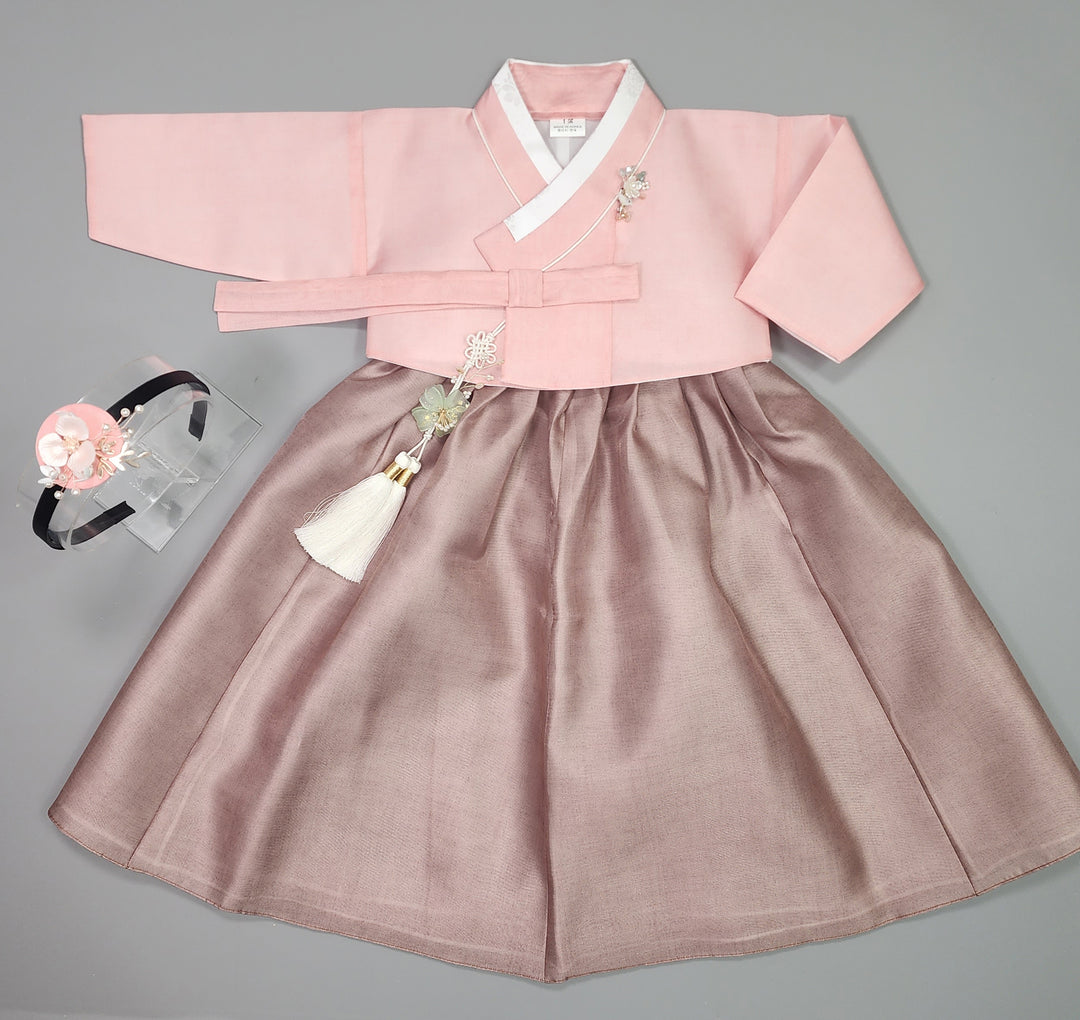 Hanbok Girl Baby Korea Traditional Clothing Set First Birthday Celebration Party 100th Birth1–15 years Pink Brown HG112