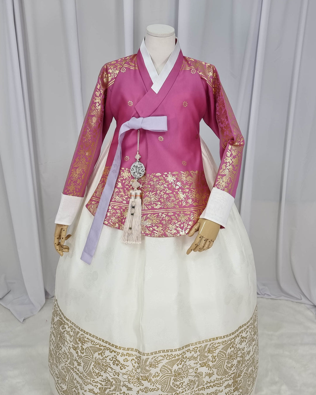 Korean Traditional Woman Personal Custom Hanbok Wedding Party Ceremony High Quality Print Dangui 당의 Queen Princess Design Hanbok Pink Ivory OSW146