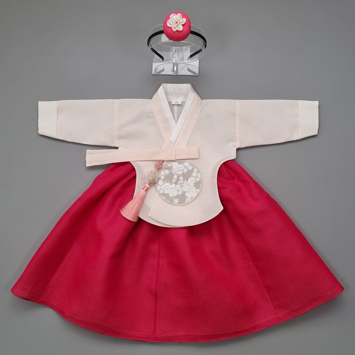 Hanbok Girl Baby Korea Traditional Clothing Set First Birthday Celebration Party 100th Birth Celebration 1–15 years Red HG160