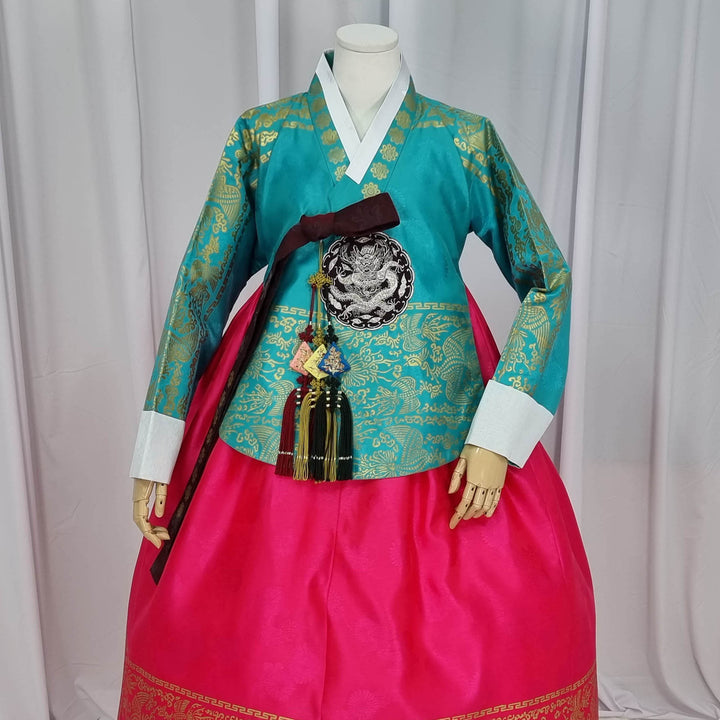 Korean Traditional Woman Personal Custom Hanbok Wedding Party Ceremony High Quality Print Dangui 당의 Queen Princess Design Hanbok Green Red OSW147