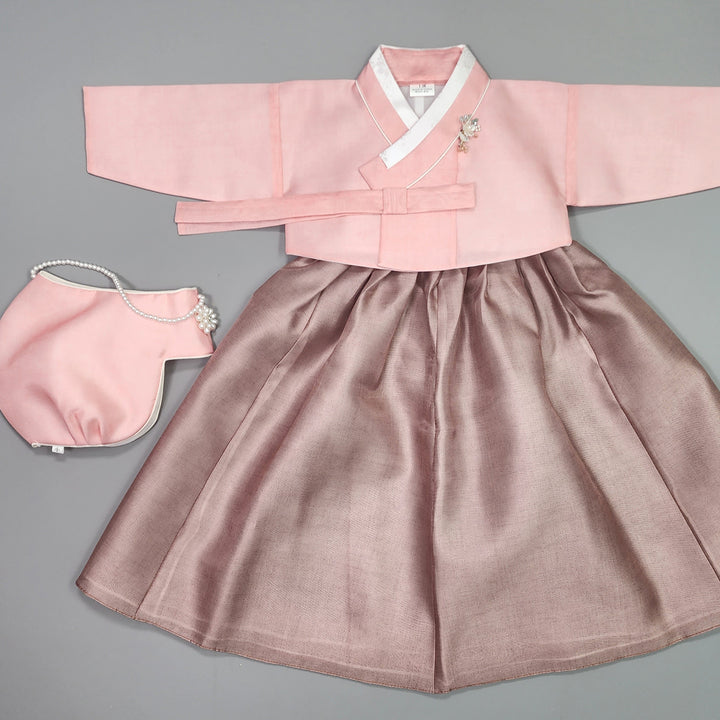 Hanbok Girl Baby Korea Traditional Clothing Set First Birthday Celebration Party 100th Birth Celebration 1–15 years Pink Brown