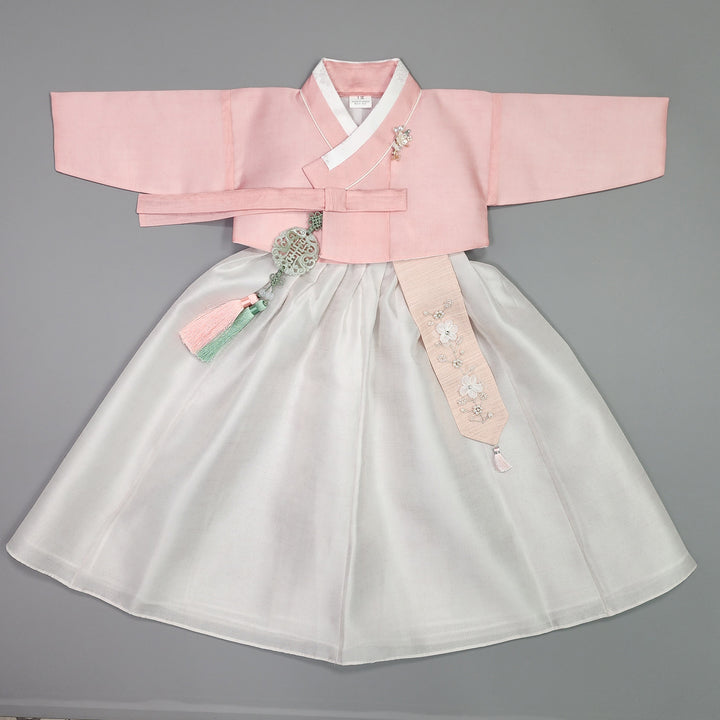 Hanbok Girl Baby Korea Traditional Clothing Set First Birthday Celebration Party 100th Birth1–15 years Pink Ivory HG108