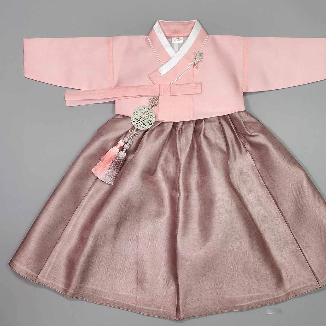 Hanbok Girl Baby Korea Traditional Clothing Set First Birthday Celebration Party 100th Birth1–15 years Pink Brown HG112