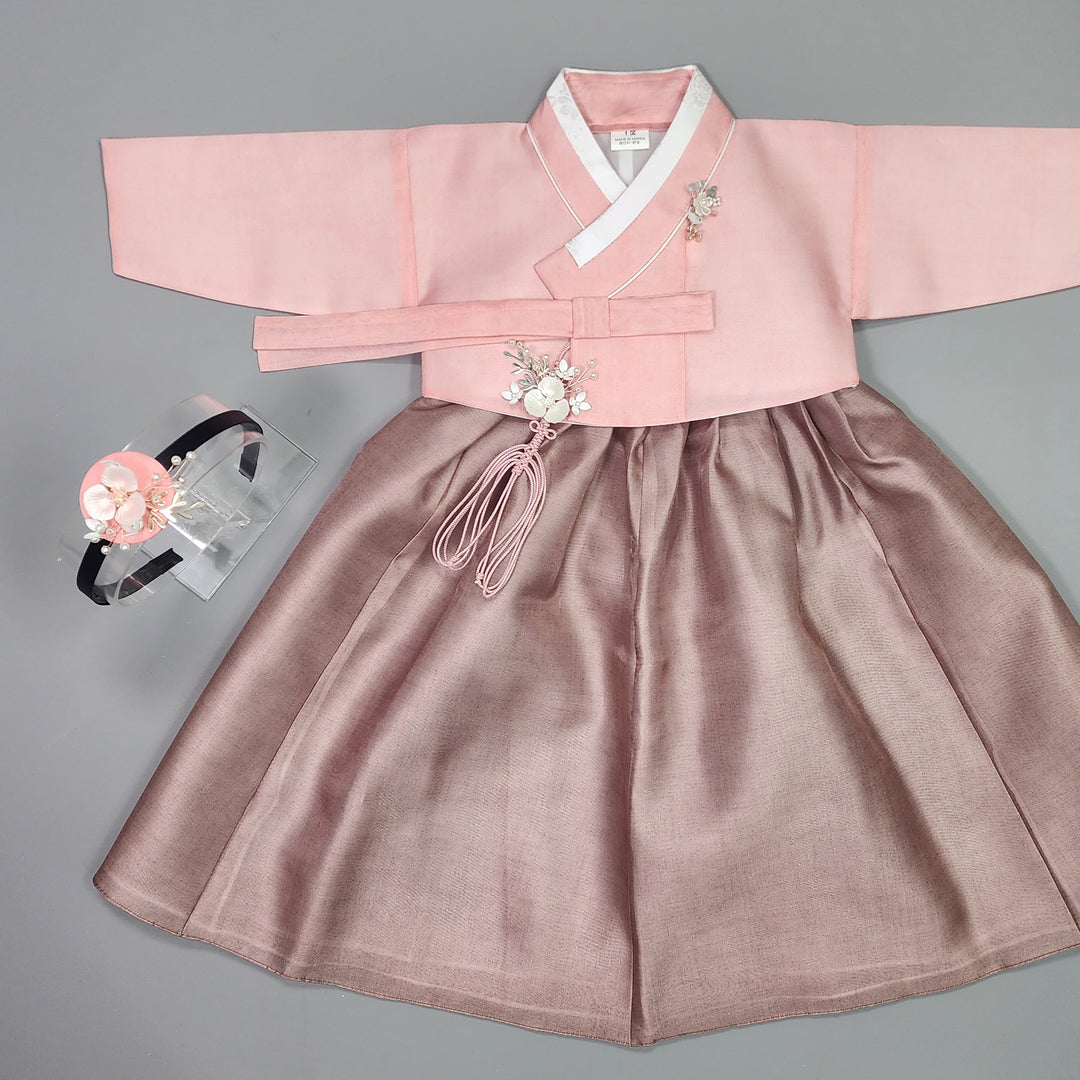 Hanbok Girl Baby Korea Traditional Clothing Set First Birthday Celebration Party 100th Birth Celebration 1–15 years Pink Brown