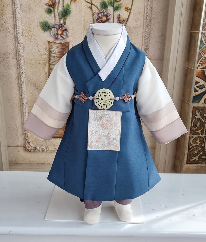 Hanbok Boy Baby Korea Traditional Clothing Set First Birthday Celebration Party 100th Birth Celebration 1–15 years Baby Green-Blue HGB101