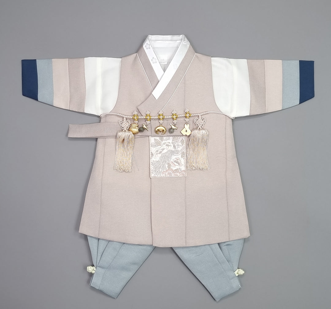 Hanbok Boy Baby Korea Traditional Clothing Set First Birthday Celebration Party 100th Birth Celebration 1–15 years Baby Beige Saekdong HGB109