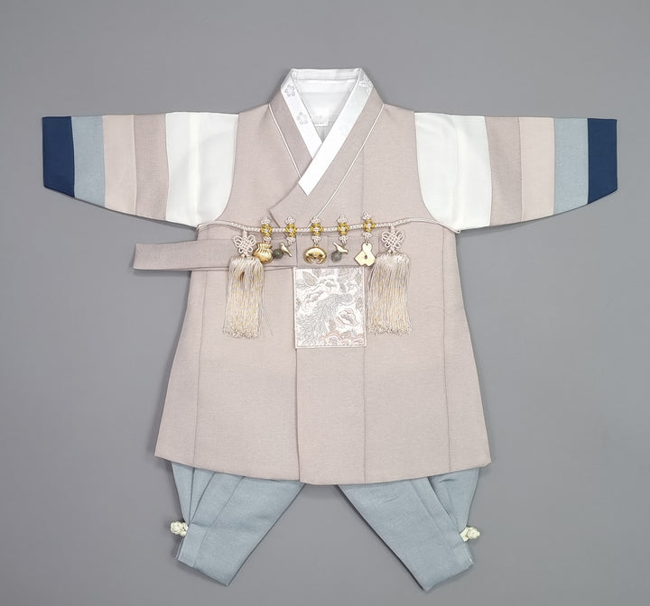 Hanbok Boy Baby Korea Traditional Clothing Set First Birthday Celebration Party 100th Birth Celebration 1–15 years Baby Beige Saekdong HGB109