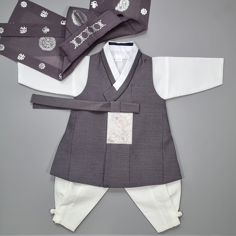 Hanbok Boy Baby Korea Traditional Clothing Set First Birthday Celebration Party 100th Birth Celebration 1–15 years Baby Gray HGB107