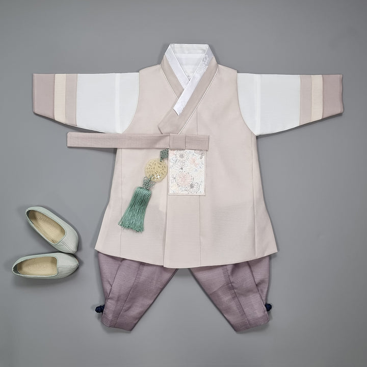 Hanbok Boy Baby Korea Traditional Clothing Set First Birthday Celebration Party 100th Birth Celebration 1–15 years Baby Beige HGB106