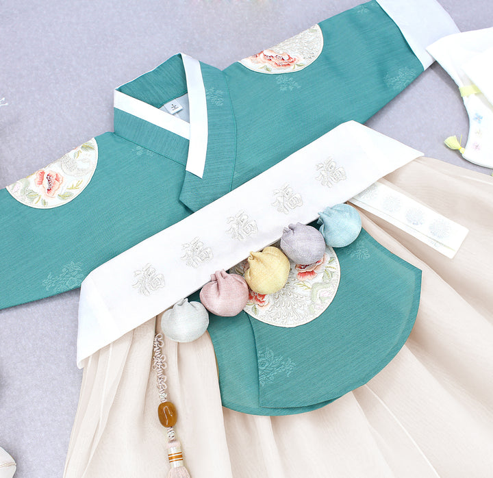 Hanbok Girl Baby Korea Traditional Clothing Set First Birthday Celebration Party Celebration 1–8 years Green Beige DGH105