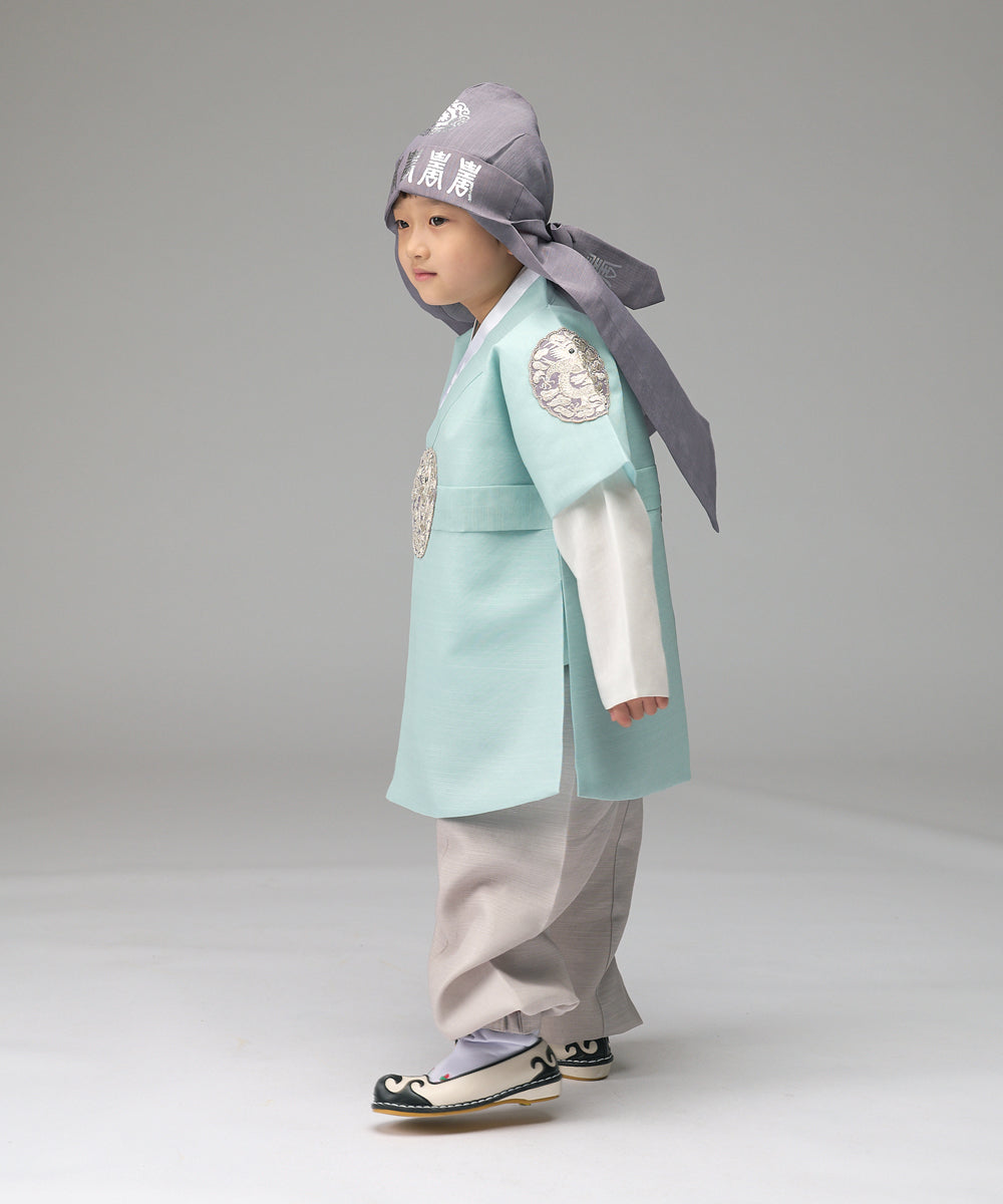 Korean Traditional Boy Baby Hanbok Dol Baikil Party Celebration 100th-10 Years&nbsp; Bright Mint DDB104