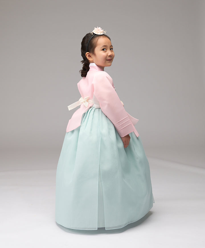 Hanbok Girl Baby Korea Traditional Clothing Set First Birthday Celebration Party Celebration 1–8 years Pink Mint Embroidery DGH107