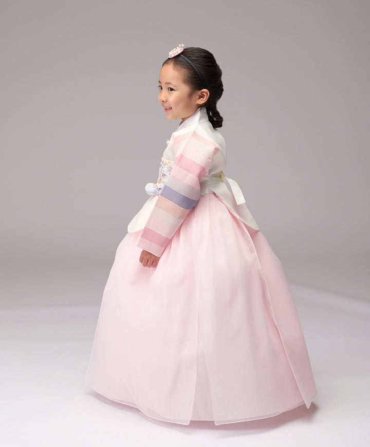 Hanbok Girl Baby Korea Traditional Clothing Set First Birthday Celebration Party Celebration 1–8 years 100th days Light Pink 색동 DGH111