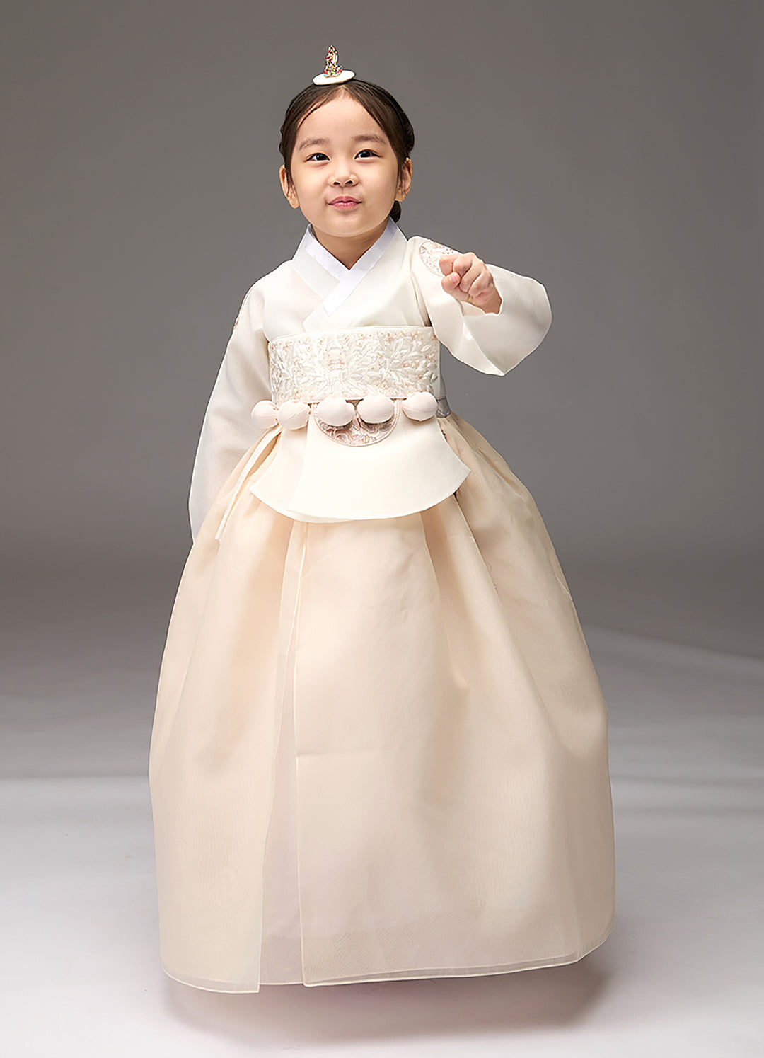 Hanbok Girl Baby Korea Traditional Clothing Set First Birthday Celebration Party Celebration 1–8 years Ivory Beige DGH102