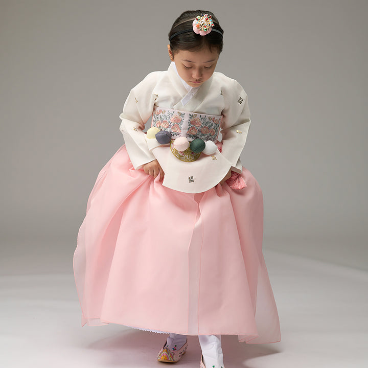 Hanbok Girl Baby Korea Traditional Clothing Set First Birthday Celebration Party 1–6 years 100th days Ivory Peach Gold Print DGH121