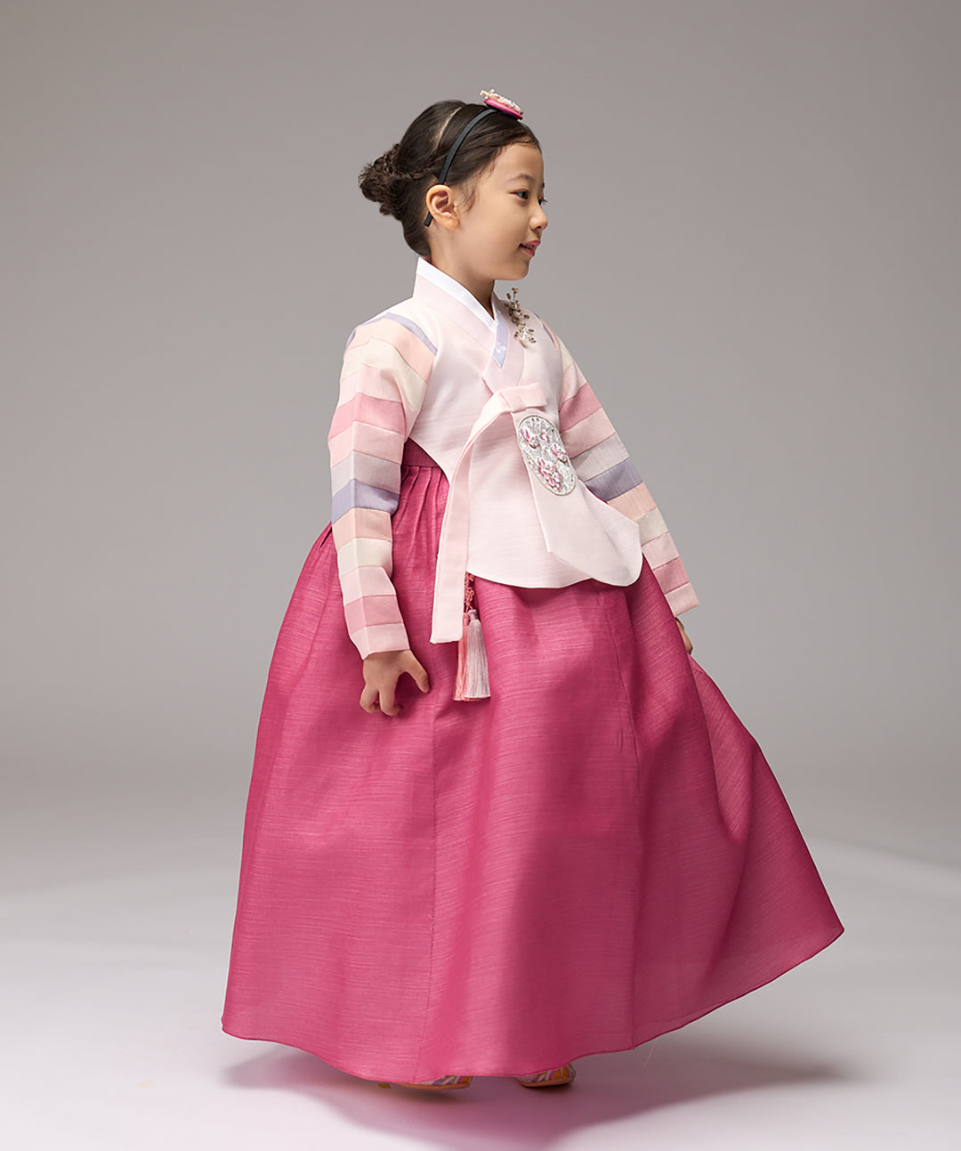 Hanbok Girl Baby Korea Traditional Clothing Set First Birthday Celebration Party Celebration 1–8 years 100th days Hot Pink 색동 DGH113