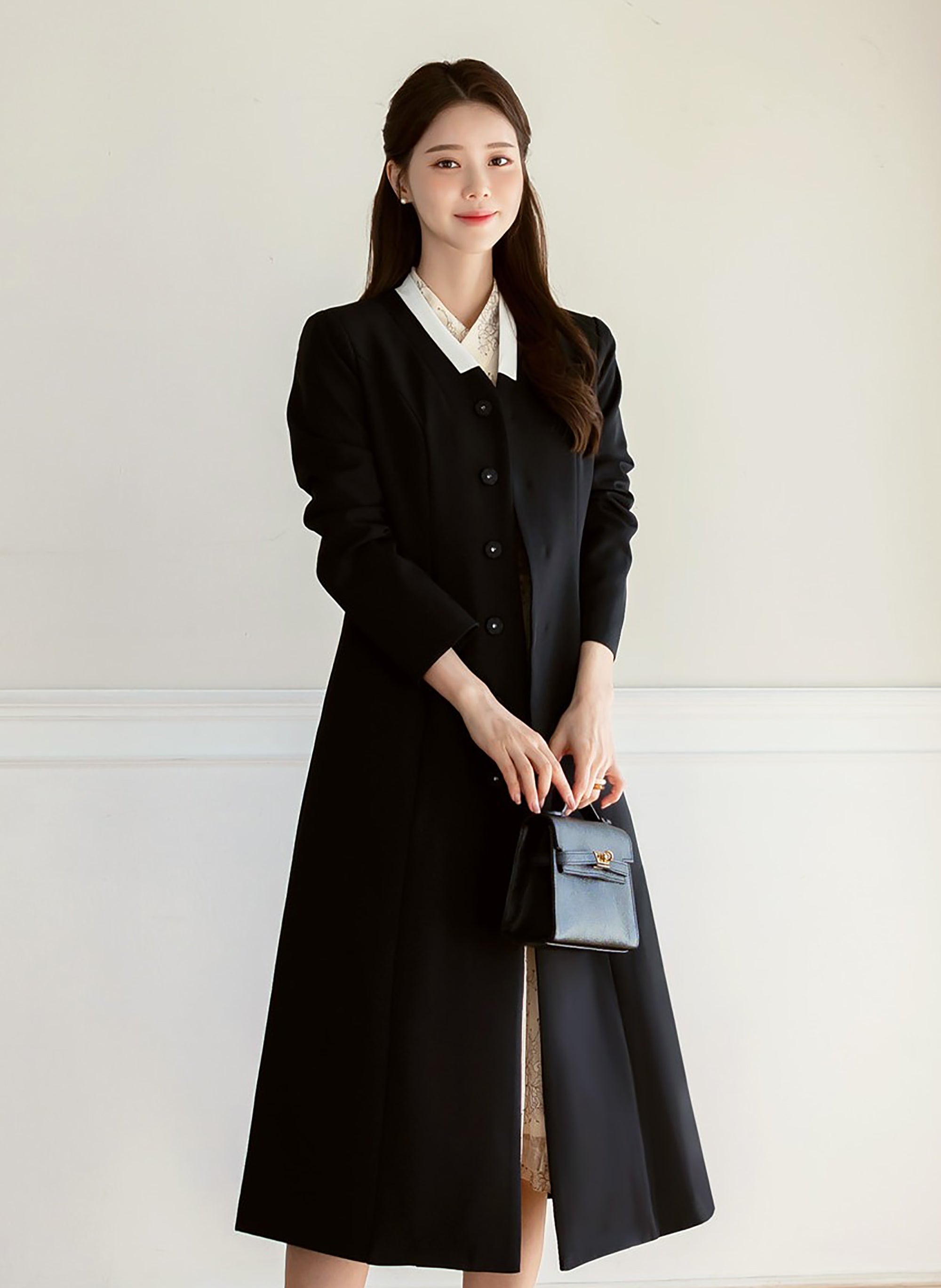 Korean Modern Hanbok Black Coat Jacket Fancy Casual Daily Clothing Fus BellaHanbok