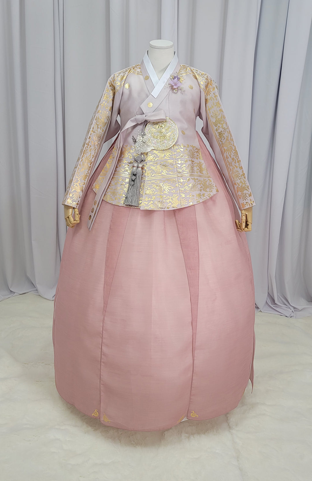 Korean Traditional Woman Personal Custom Hanbok Wedding Party Ceremony High Quality Print Dangui 당의 Queen Princess Design Hanbok Dark Pink Gold Print OSW152