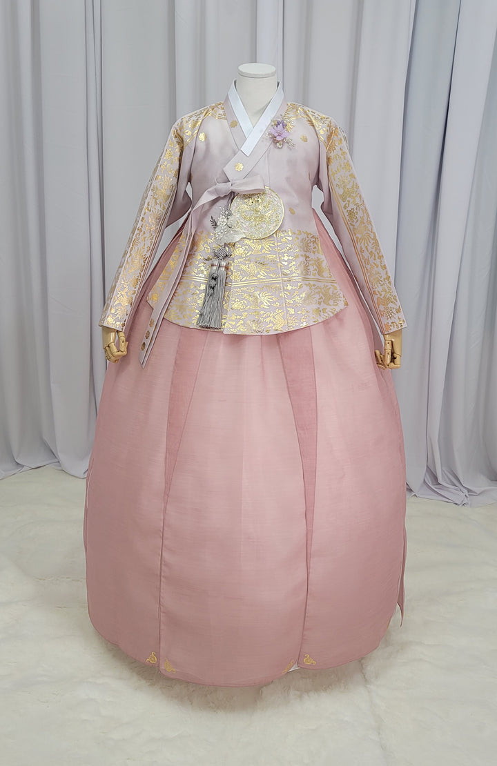 Korean Traditional Woman Personal Custom Hanbok Wedding Party Ceremony High Quality Print Dangui 당의 Queen Princess Design Hanbok Dark Pink Gold Print OSW152