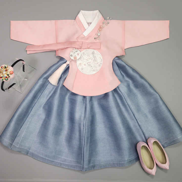 Hanbok Girl Baby Korea Traditional Clothing Set First Birthday Celebration Party 100th Birth1–15 years Blue Pink HG110