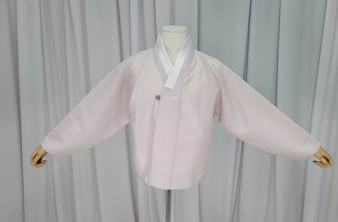 Korean Traditional Man Personal Custom Hanbok Light Pink Gray Inner Top Jeogori Wedding Party Ceremony OSM134