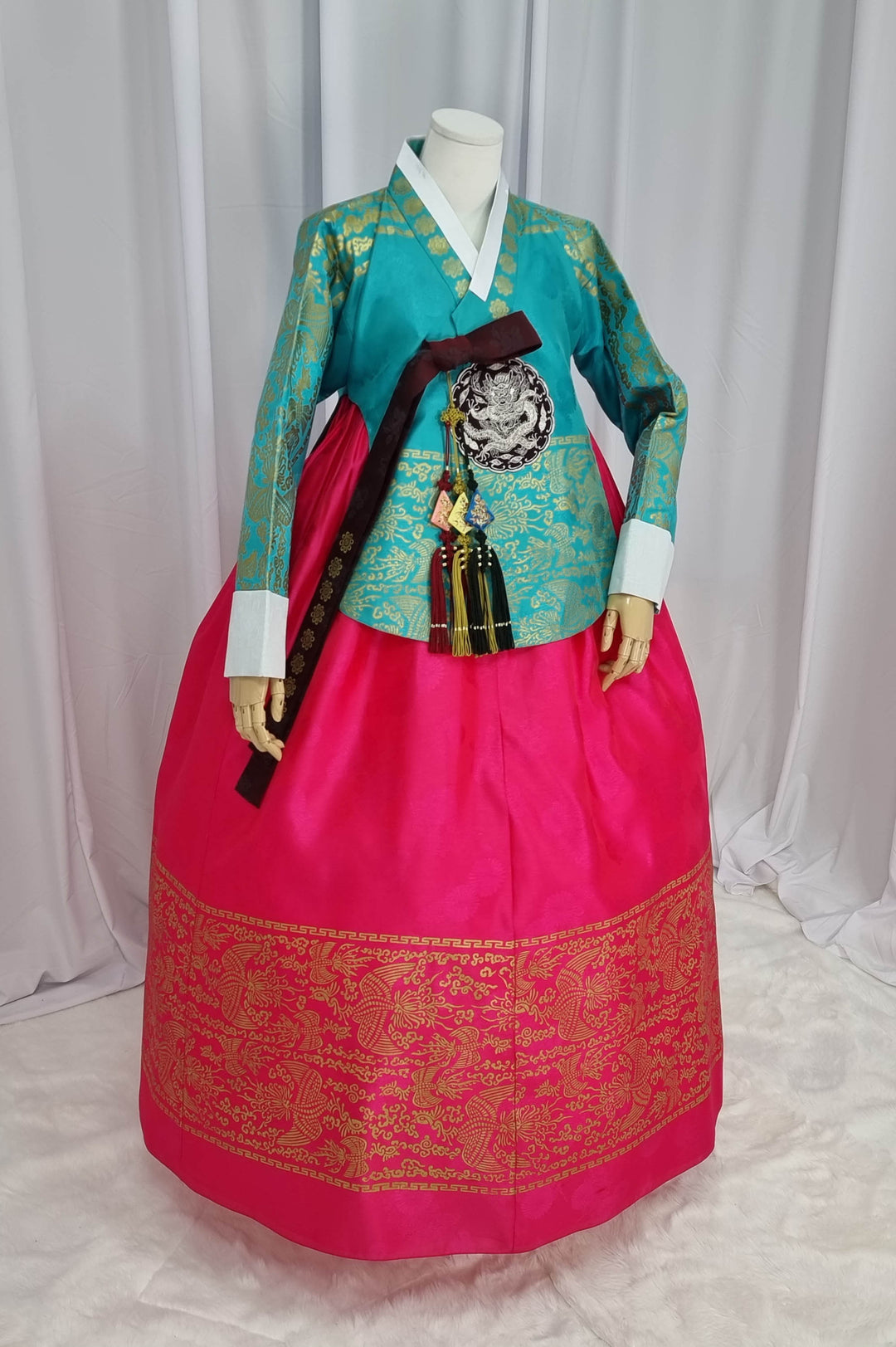 Korean Traditional Woman Personal Custom Hanbok Wedding Party Ceremony High Quality Print Dangui 당의 Queen Princess Design Hanbok Green Red OSW147