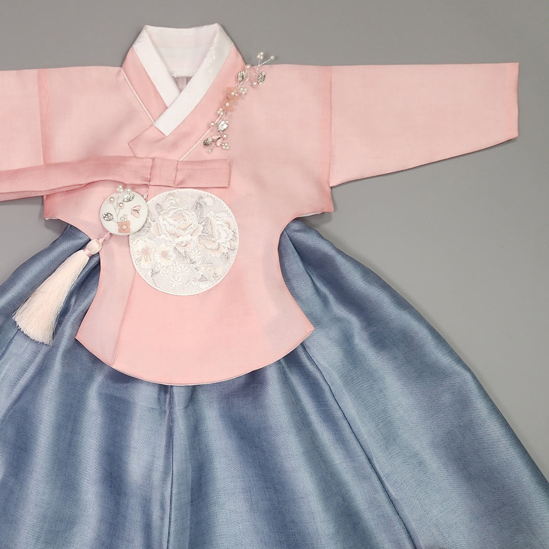 Hanbok Girl Baby Korea Traditional Clothing Set First Birthday Celebration Party 100th Birth1–15 years Blue Pink HG110