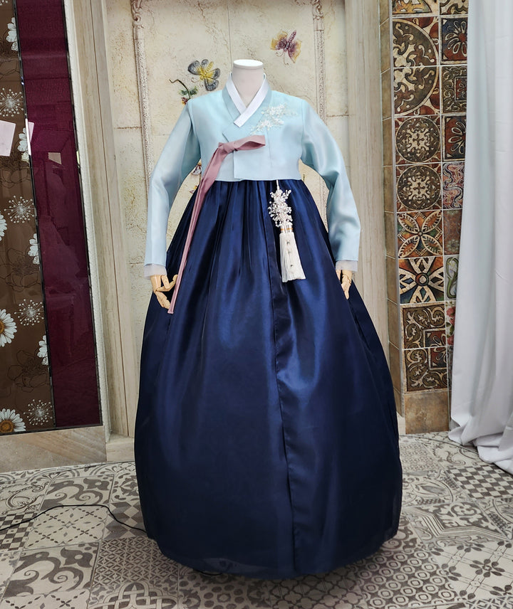 Korean Traditional Woman Personal Custom Hanbok Wedding Party Ceremony Pink Blue Navy Groom's Mom Hanbok&nbsp;OSW006