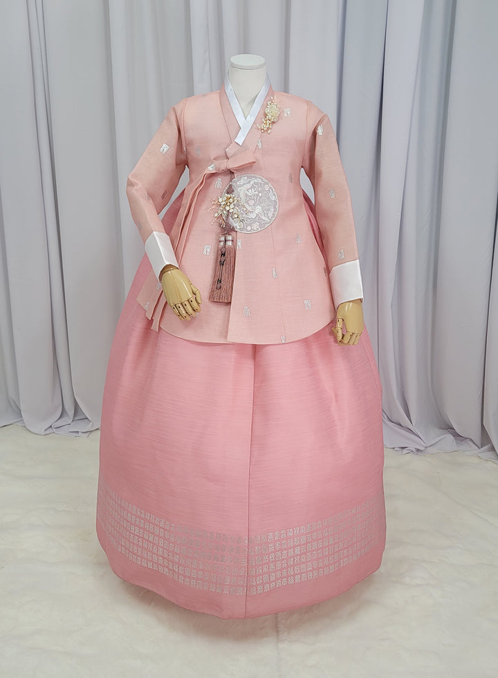 Korean Traditional Woman Personal Custom Hanbok Wedding Party Ceremony High Quality Print Dangui 당의 Queen Princess Design Hanbok Pink OSW148