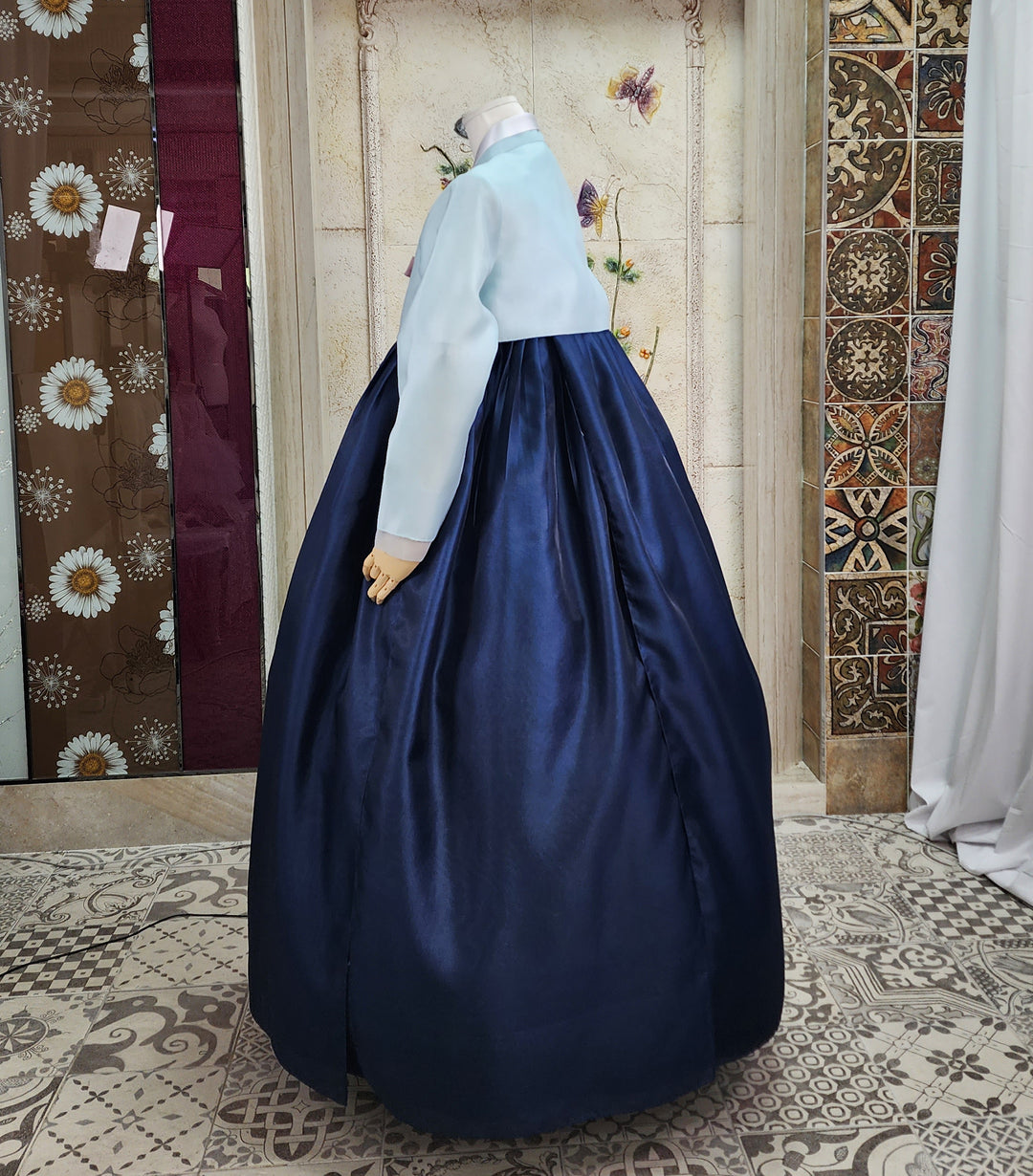 Korean Traditional Woman Personal Custom Hanbok Wedding Party Ceremony Pink Blue Navy Groom's Mom Hanbok&nbsp;OSW006