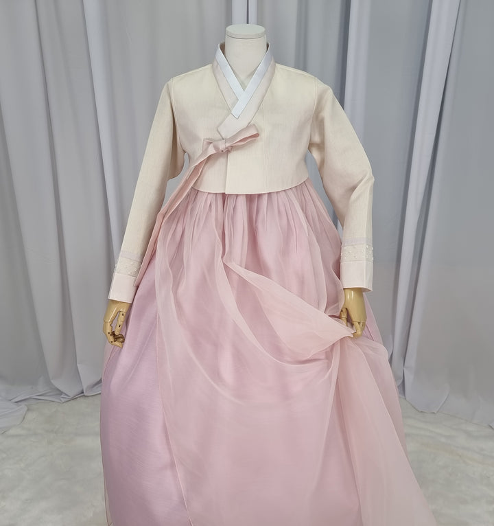 Woman Hanbok Dress Korea Traditional clothes Set Wedding Ceremony Birthday Custom-Made Pink Skirt OSW553