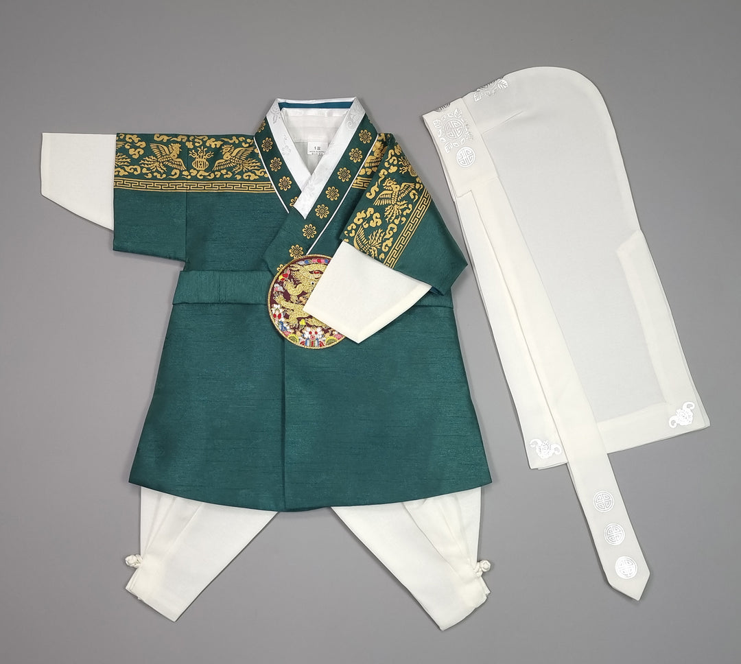 Korean Traditional Boy Baby Hanbok Dol Baikil Party Celebration 100th Days 1-8 Ages Green HGB119