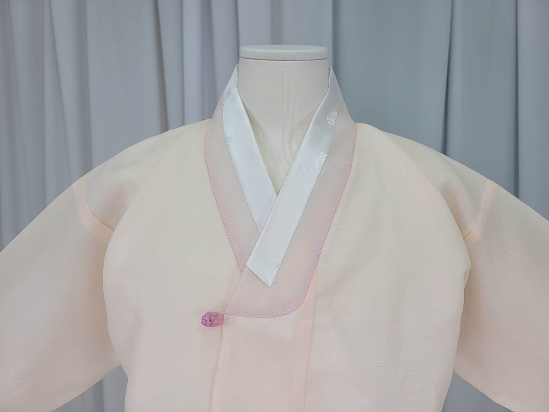 Korean Traditional Man Personal Custom Hanbok Light Peach Inner Top Jeogori Wedding Party Ceremony OSM135