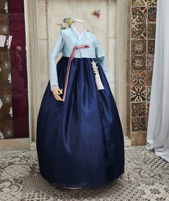 Korean Traditional Woman Personal Custom Hanbok Wedding Party Ceremony Pink Blue Navy Groom's Mom Hanbok&nbsp;OSW006