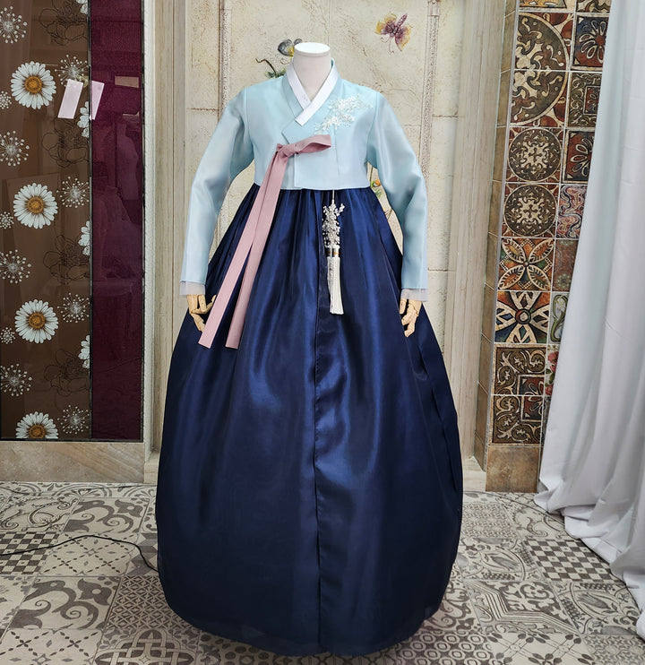 Korean Traditional Woman Personal Custom Hanbok Wedding Party Ceremony Pink Blue Navy Groom's Mom Hanbok&nbsp;OSW006