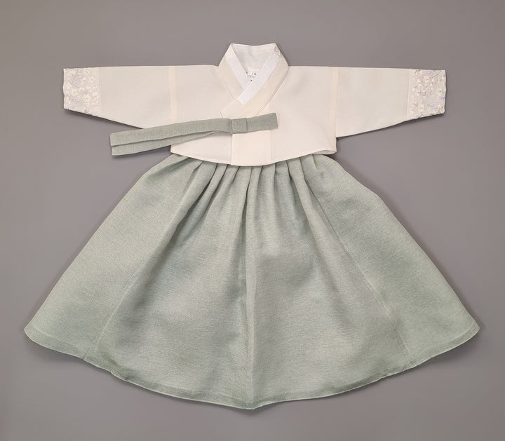 Hanbok Girl Baby Korea Traditional Clothing Set First Birthday Celebration Party 100th Birth Celebration 1–15 years Light Green HG163