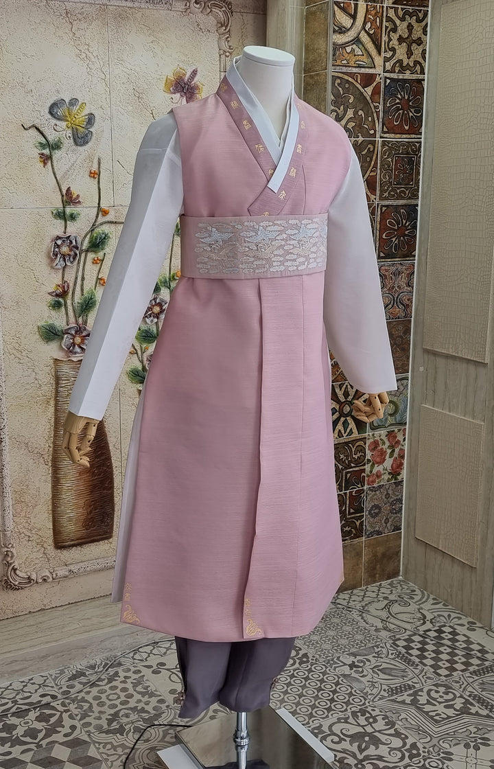 Korean Traditional Man Personal Custom Hanbok Wedding Party Ceremony Pink Groom Father Hanbok OSM132