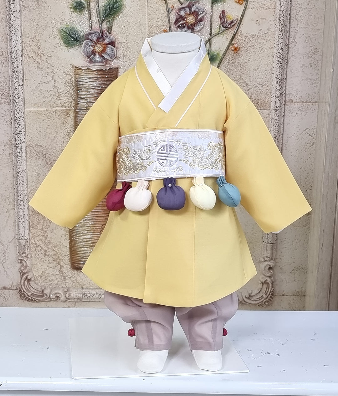 Korean Traditional Boy Baby Hanbok Dol Party Celebration 1-8 Ages Vivid Yellow BDB102