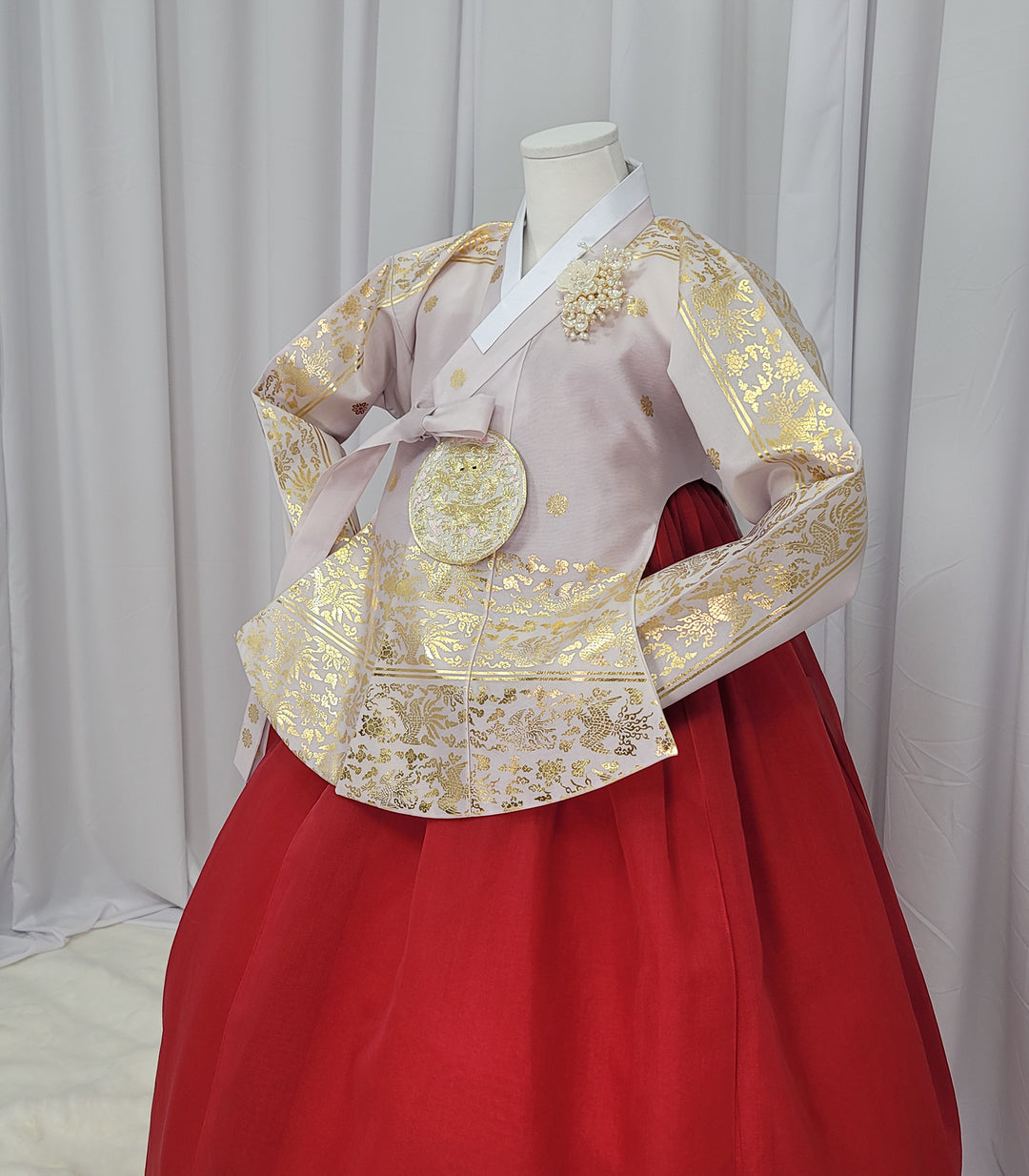 Korean Traditional Woman Personal Custom Hanbok Wedding Party Ceremony High Quality Print Dangui 당의 Queen Princess Design Hanbok Red Gold Print OSW151